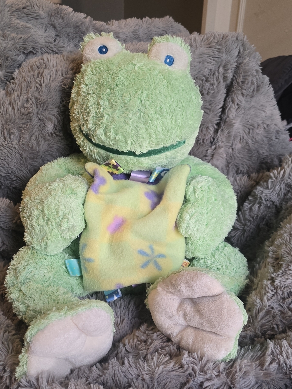 Vintage Taggies Green Frog Soft Chenille Plush